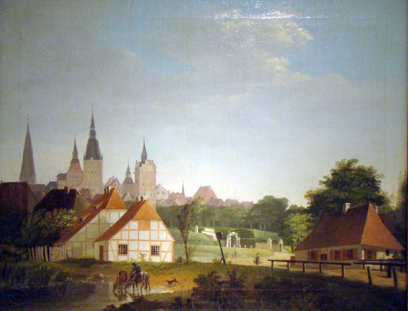 Georg Friedrich Kersting Ansicht von Rostock von Westen Norge oil painting art